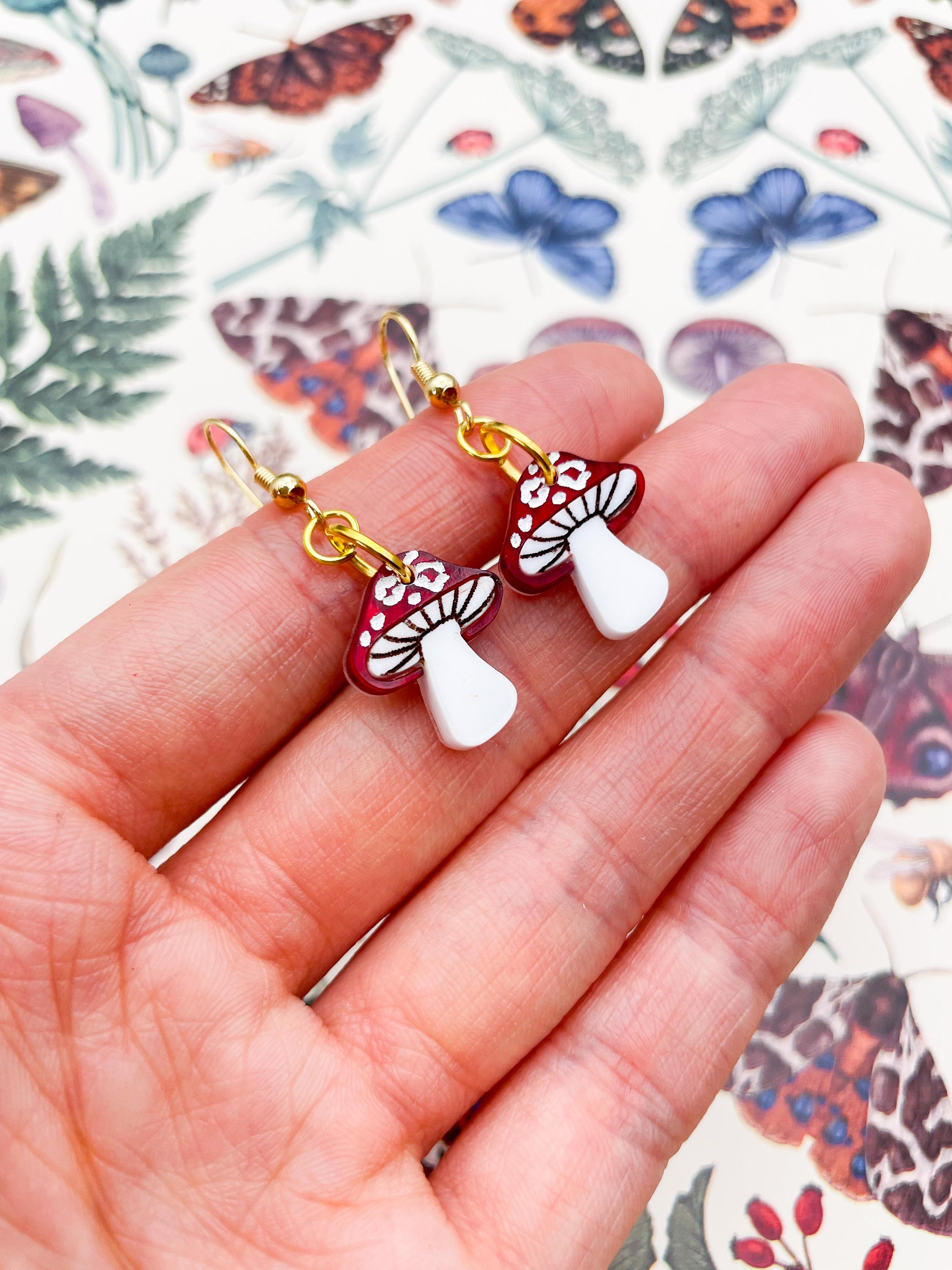 Acrylic Mushroom Earrings UK