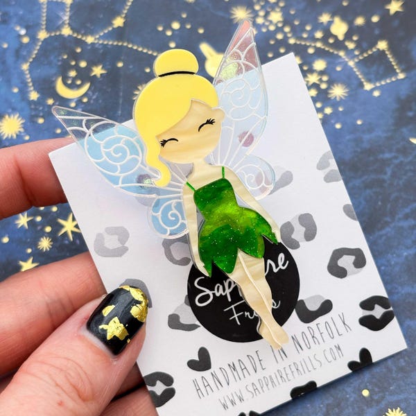 Enchanted Green Fairy Acrylic Brooch, Handmade Fairy Jewellery, Magical Fairy Gift, Fairy Brooch, Made in Norfolk