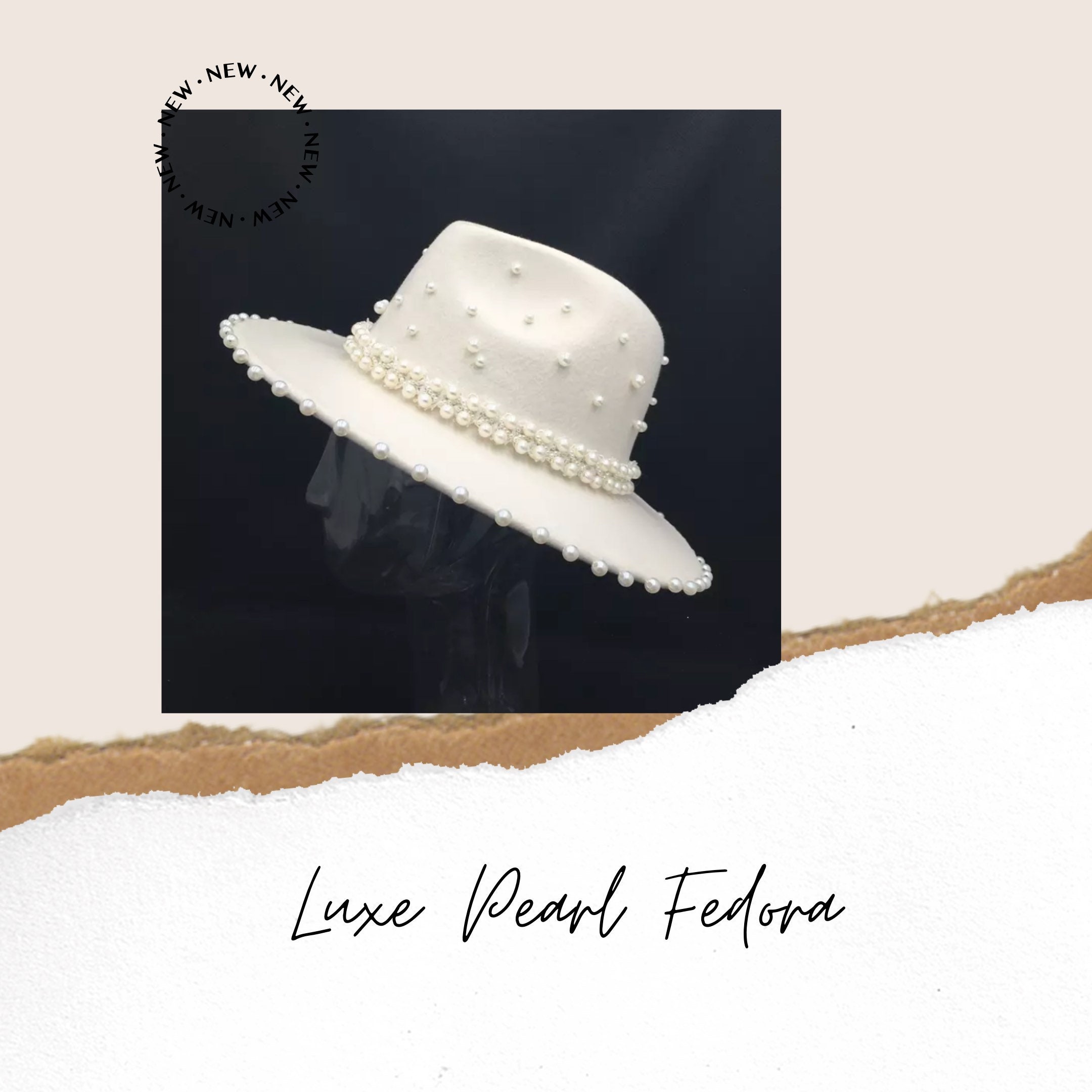 Pearl Fedora Hat Wedding Honeymoon 