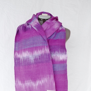 Pink Raspberry Striped Scarf, Raspberry Pashmina, Handwoven Shawl, Scarfs For Women, Organic Cotton, Hand-Dyed, Vegan Friendly, Xmas Gifts