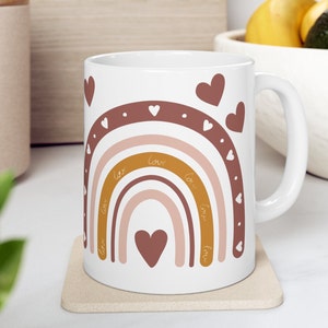 Boho Rainbow Mug, Valentines mug, Mug for wife, Mug for friend, Positivity Mug, Friendship Mug, Affirmation Mug, Boho Mug, Vintage Mug, 11oz