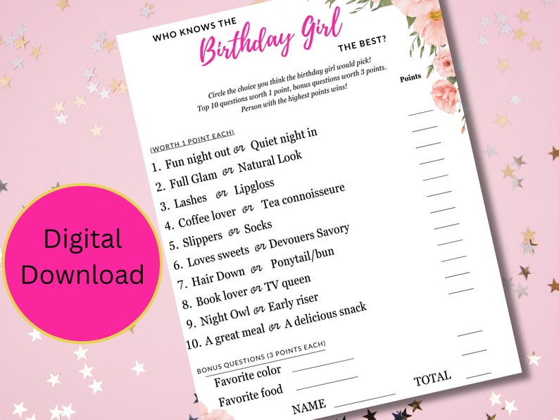 Who Knows the Birthday Girl the Best, Birthday Quiz, Birthday