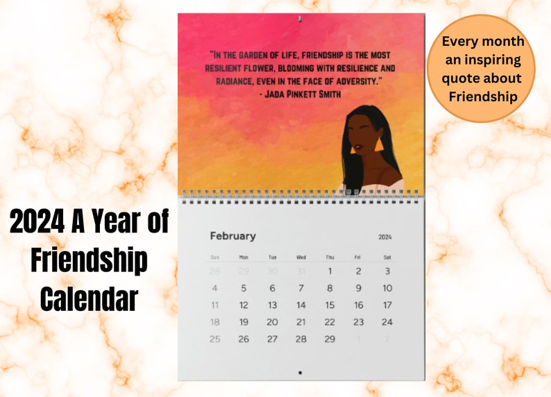 Friendship Calendar 2024, Friendship Quotes 2024 Calendar, Wall