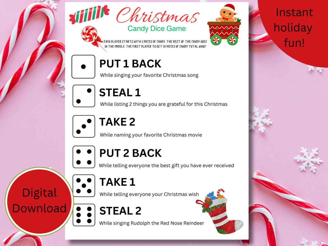 Christmas Candy Dice Game, Christmas Games for Kids, Christmas Family