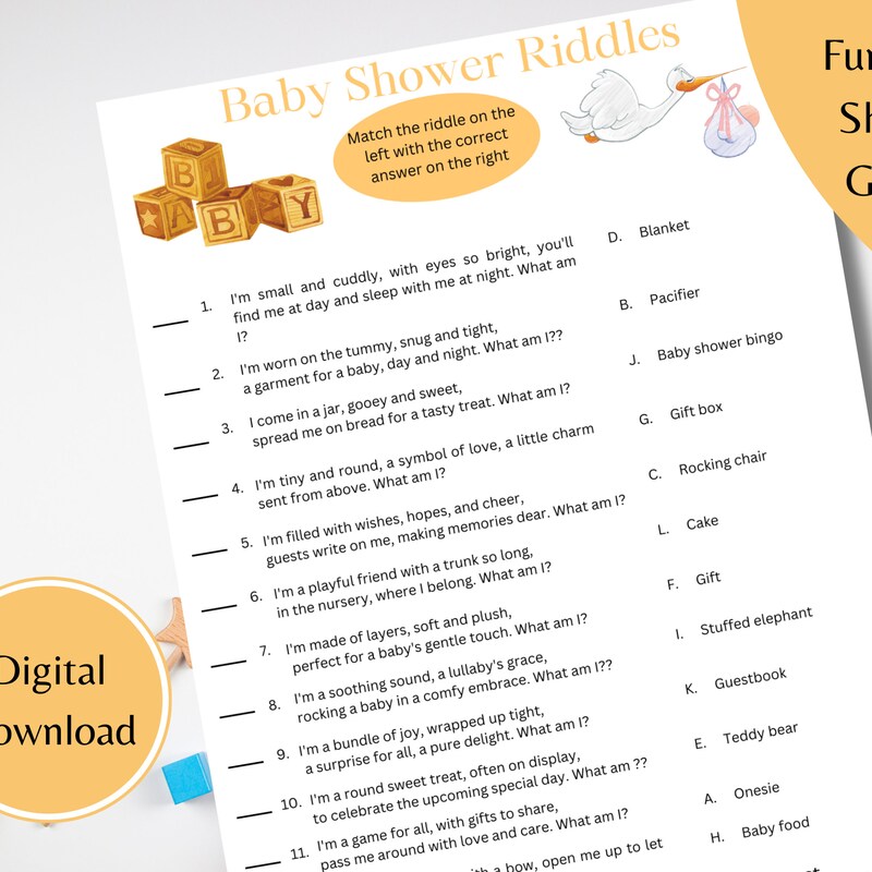 Baby Shower Riddles - Etsy