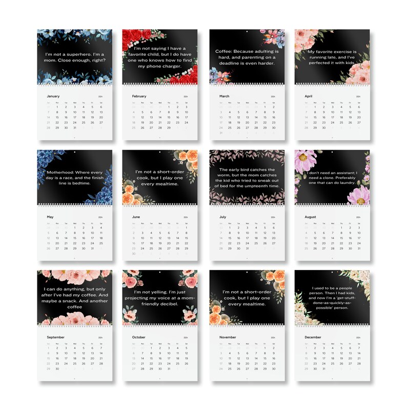 2024 Wall Calendar, Mom Calendar 2024, Funny Calendar 2024, Hanging