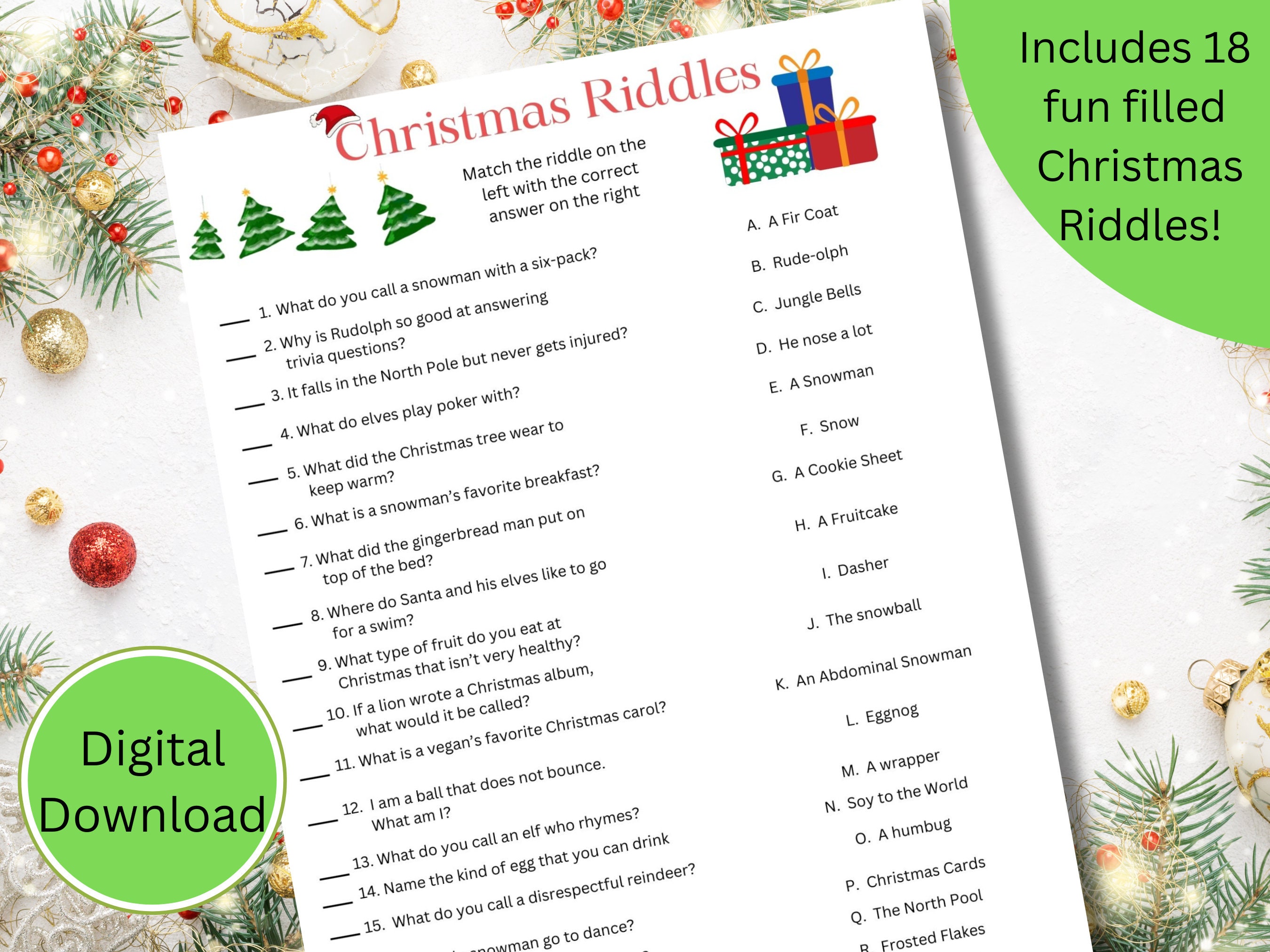 Christmas Riddles Game Printable, Christmas Party Game Kids, Christmas ...