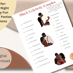 Black Couples Trivia, Black Trivia, Black Culture, Black History Month Game, 90&#39;s Theme Party, Black History, Trivia, Game, Reunions