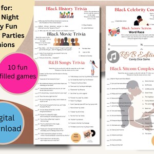 10 Trivia Bundle, Black Music Trivia, Black Trivia, Black Culture, Black History Month Game, 90&#39;s Theme Party, Music Trivia, Black Love Song