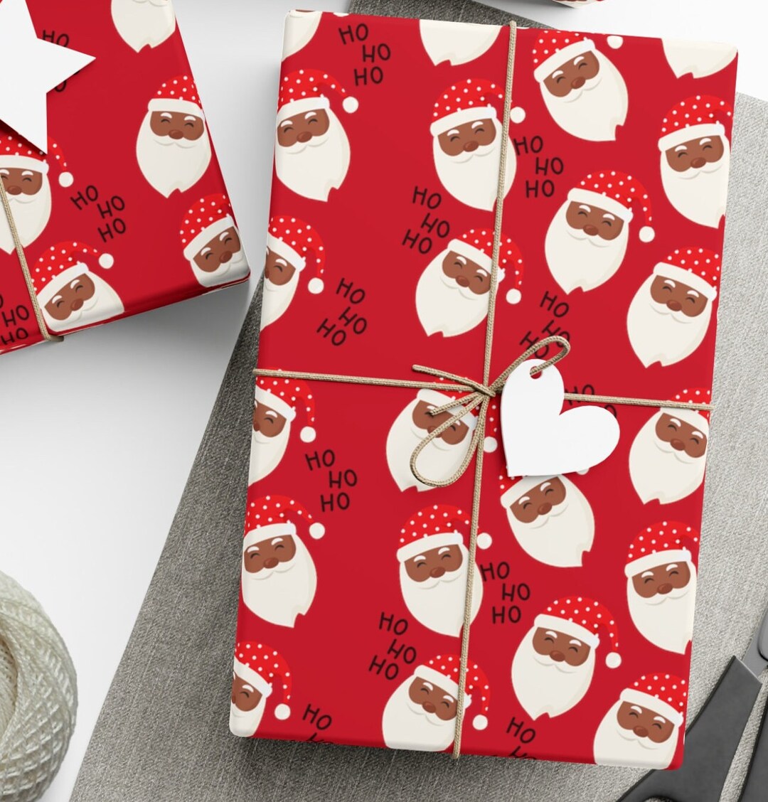 Black Santa Christmas Wrapping Paper 