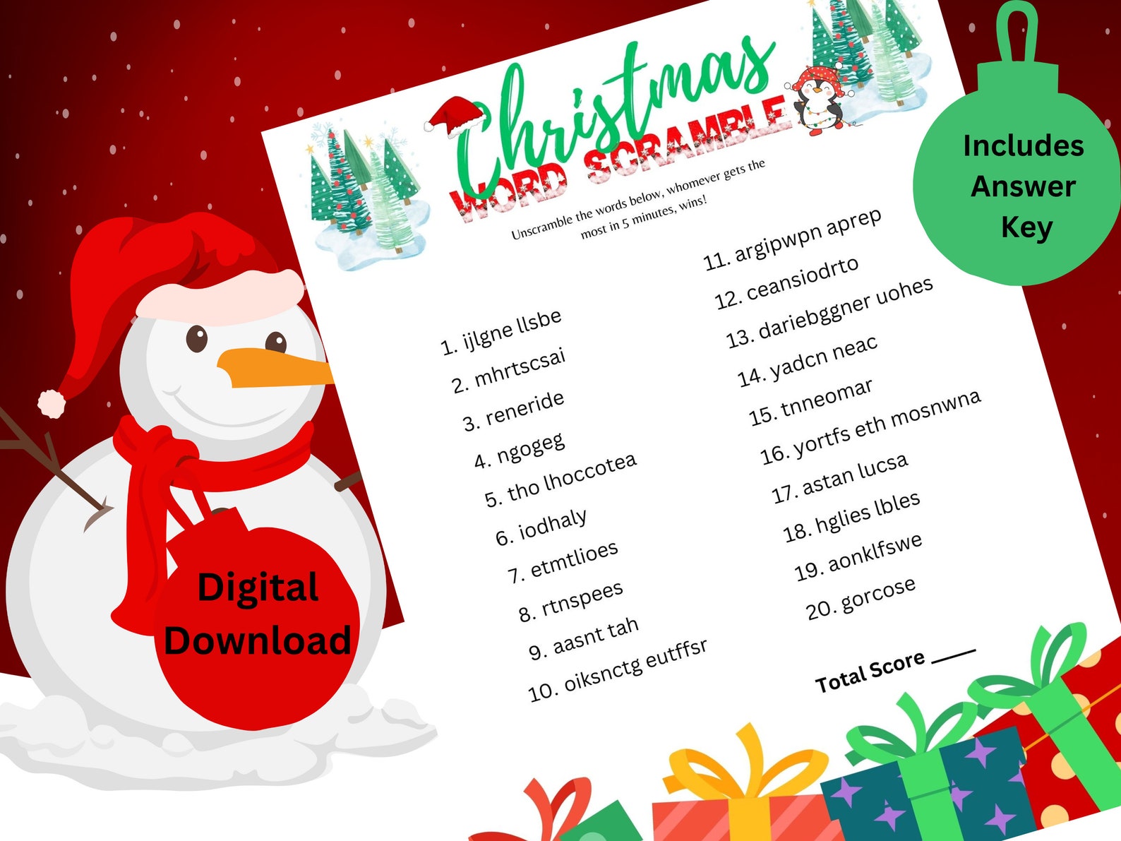 Christmas Word Scramble Game Printable - Il 1588xN.5546537553 Nnh4 