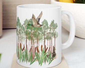Mug chasseur de canards, mug en céramique Canards dans les bois