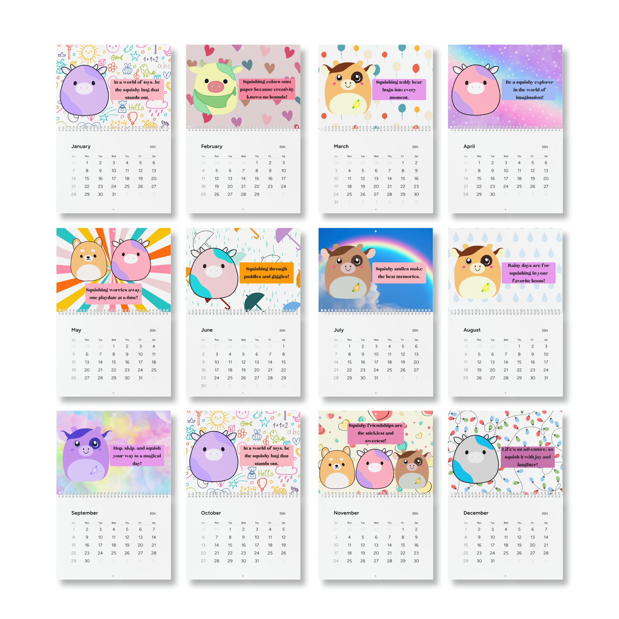 Adult squishmallow hearth calendar squish squad calendar cute
