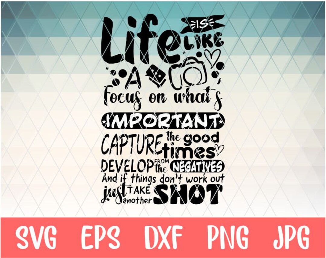 Life is Like a Camera, Svg Quote, Inspirational Quote, Cricut Cut File
