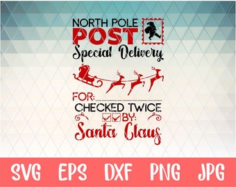 Sac de Père Noël Svg, Vérifié deux fois, Poste du Pôle Nord, Sac du Père Noël Svg, Noël Svg, Sac jouet Svg, Sac cadeau Svg, Santa Mail Svg, PerfectStylishCuts