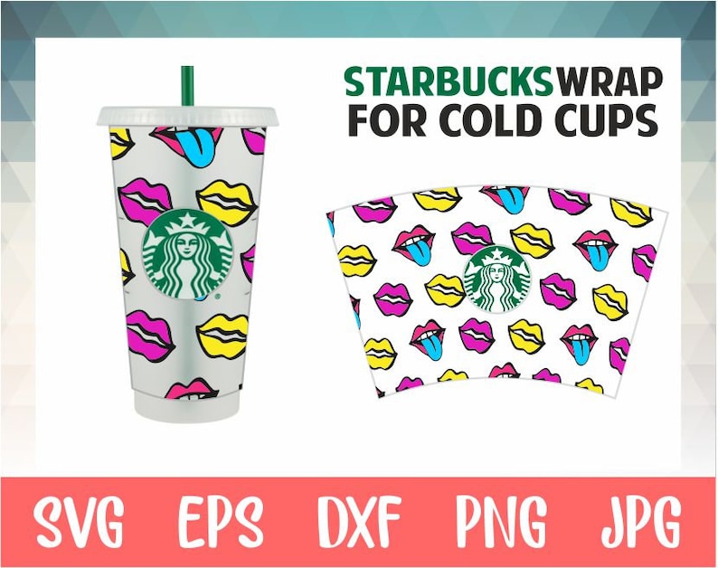 Lips Hearts cup SVG Full wrap SVG files for Cricut 24oz venti cold cup wrap svg svg