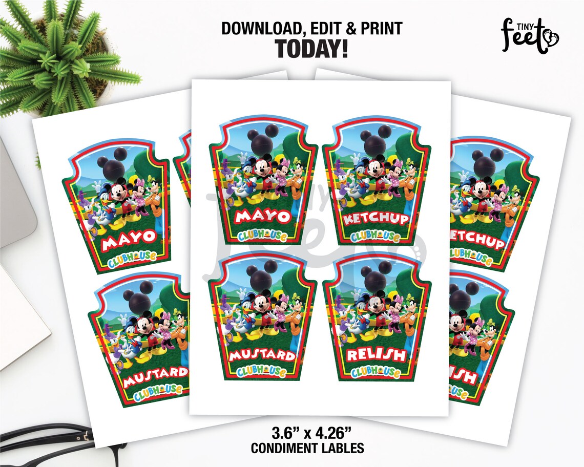Mickey Mouse Clubhouse Condiment Labels Mickey Mouse - Etsy