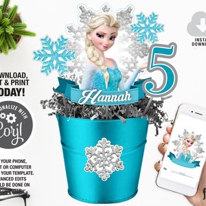 Frozen Centrepiece, Frozen Birthday Party Decoration, Girl Birthday Party, Winter Snowflakes Party Centerpiece, Instant Download Template