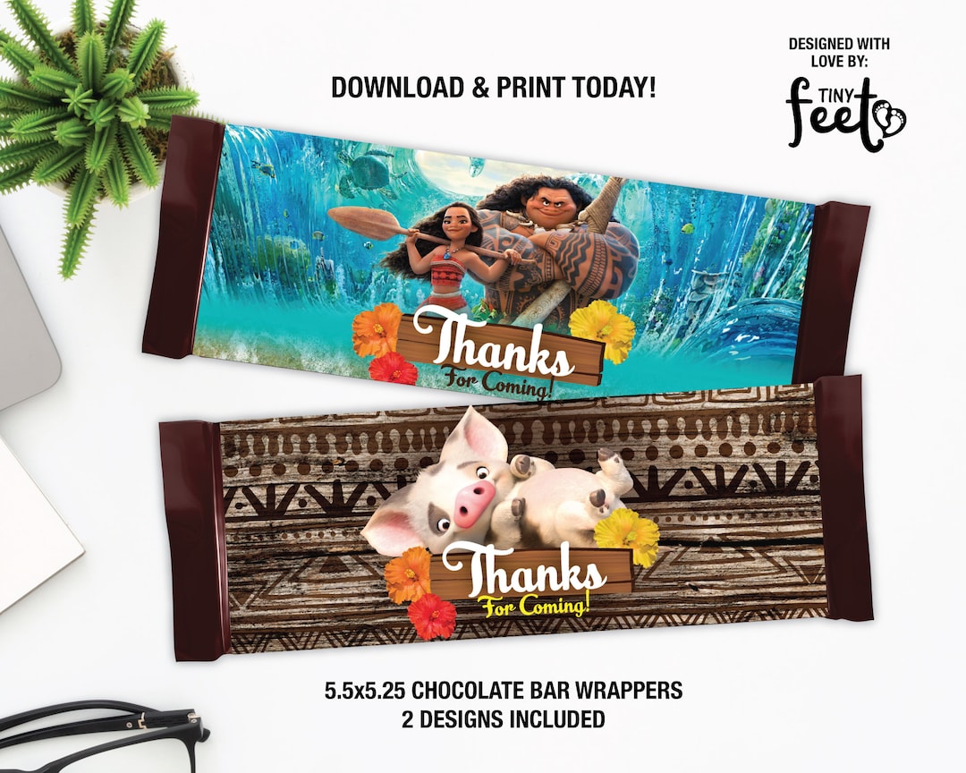 Moana Candy Bar Wrapper, Moana Printable Party Decor, Instant Download ...