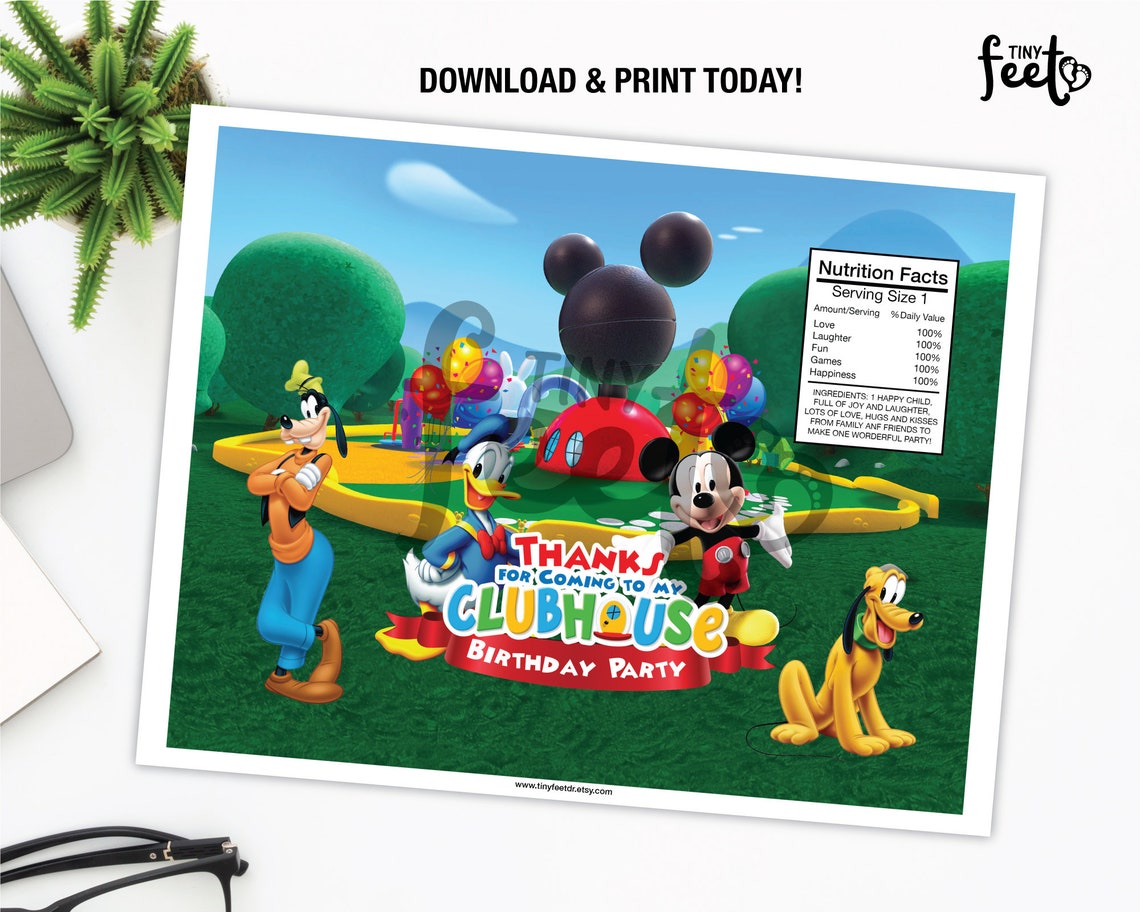 Mickey Mouse Clubhouse Chips Bag Clubhouse Printable Party Etsy Finland