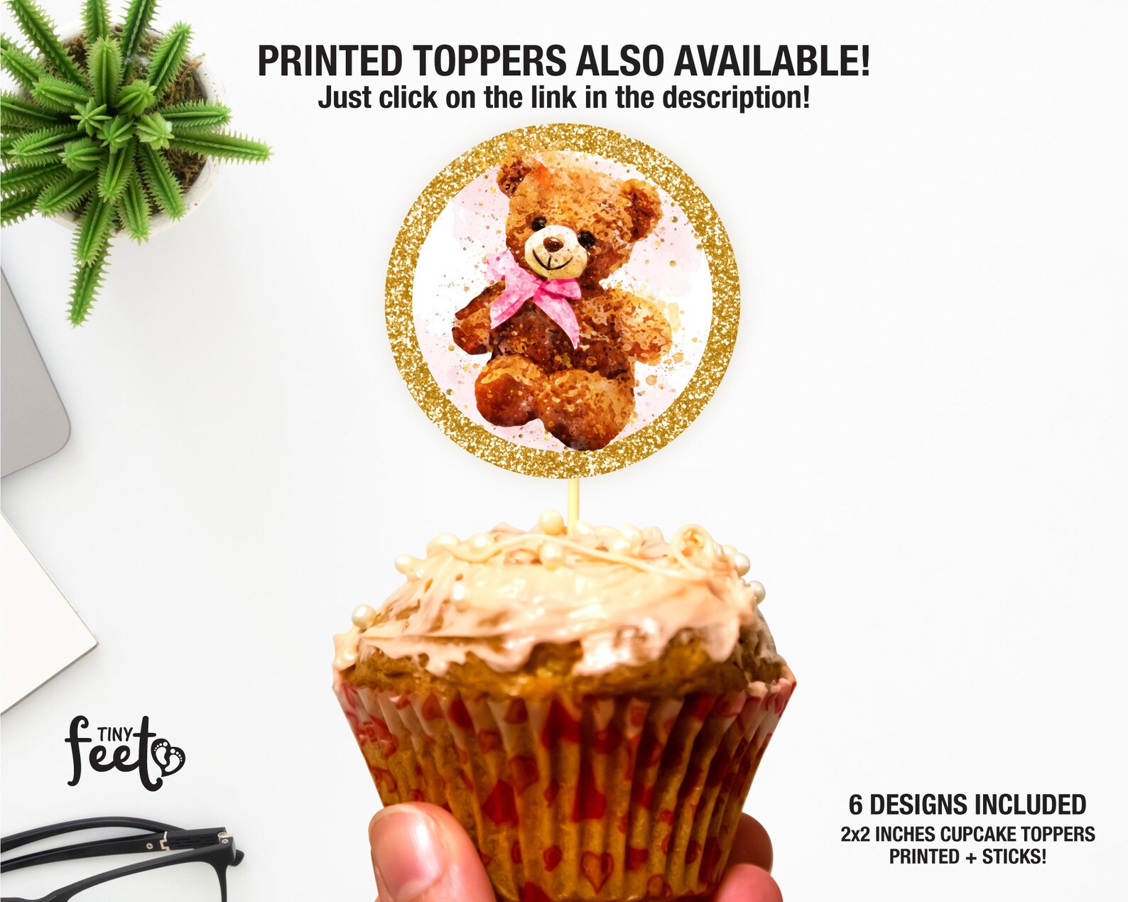 Pink Teddy Bear Baby Shower Cupcake Toppers Teddy Bear Baby - Etsy