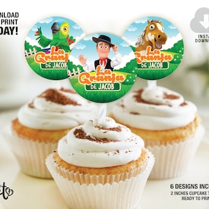 La granja de Zenon Cupcake Toppers, decoração de festa de aniversário de fazenda de animais, aniversário de celeiro de fazenda, festa de aniversário de menino, faça você mesmo