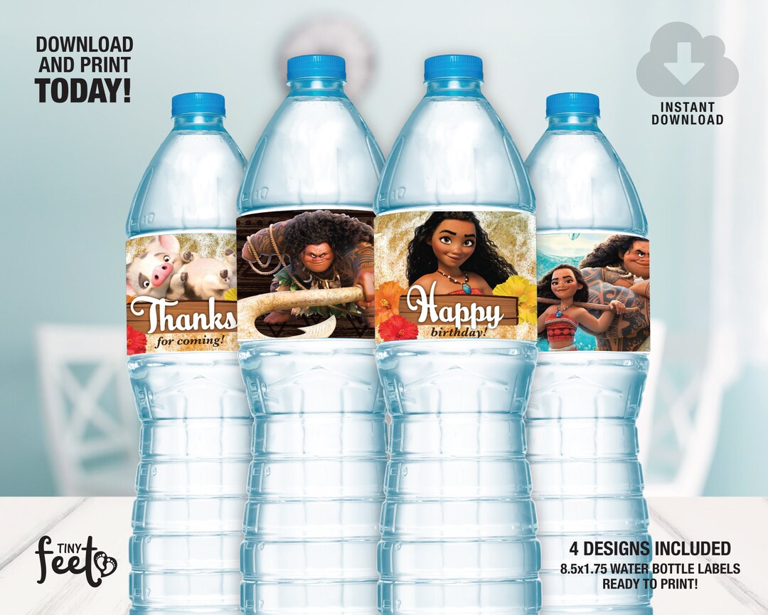 Moana Water Bottle Label, Printable Water Bottle Label, Moana Party ...