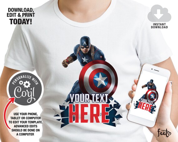 Buy Captain America Iron on Transfer Captain America T shirt Design Superhero Digital Birthday Shirt Super Hero Birthday Party Decoration Online in India Etsy