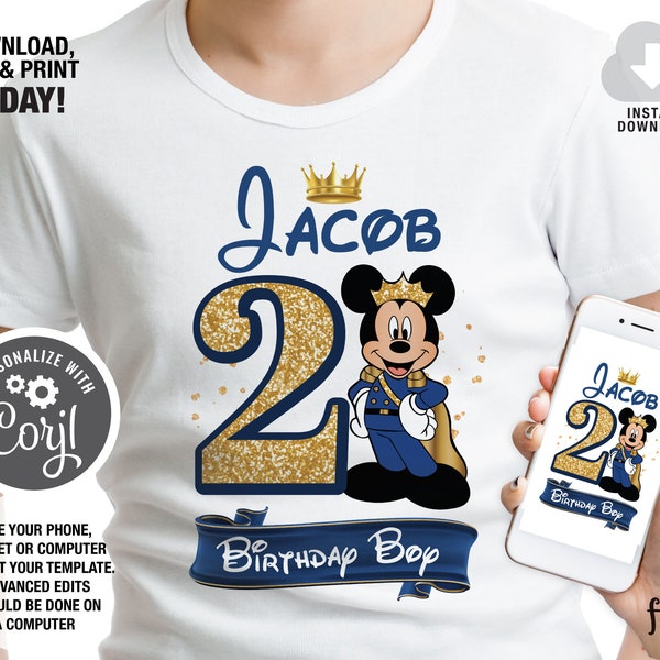 Royal Mickey Iron on Transfer, Prince Mickey Mouse T-shirt Design, Mickey Digital Birthday Shirt, Birthday Party Decoration, Royal Party