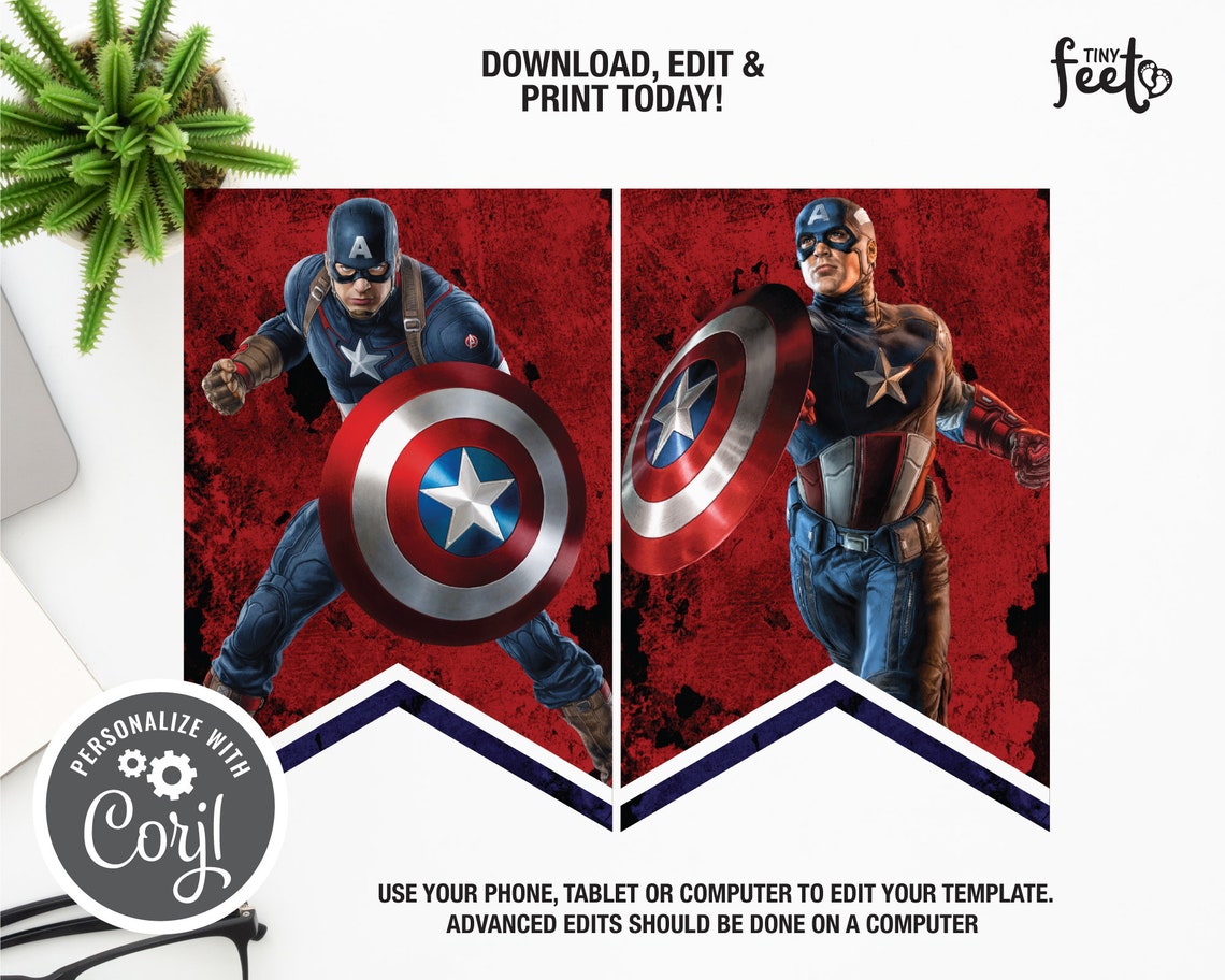 Captain America Birthday Banner Captain America Party - Etsy