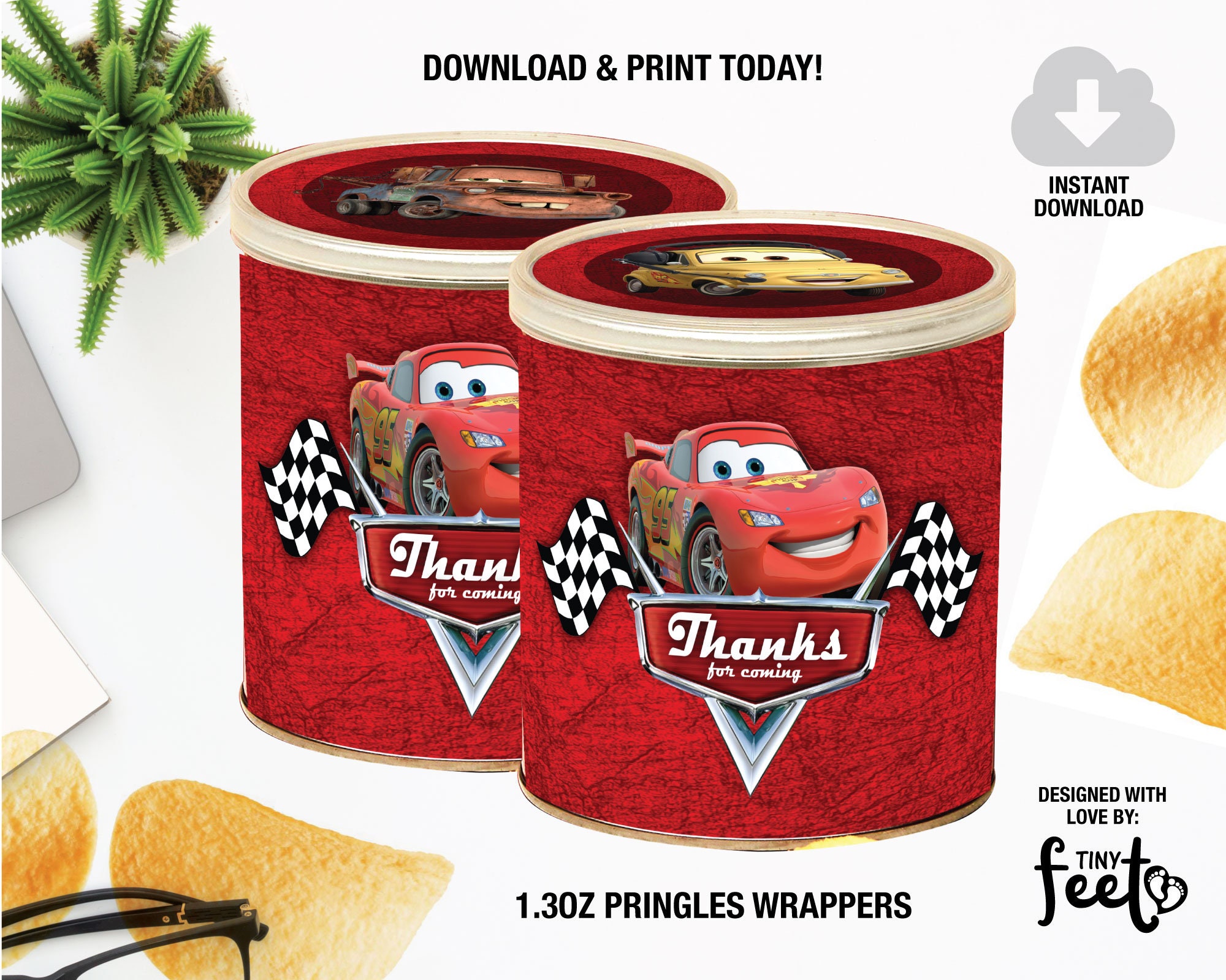Cars 1.3oz Pringles Labels Lightning Mcqueen Printable Party | Etsy