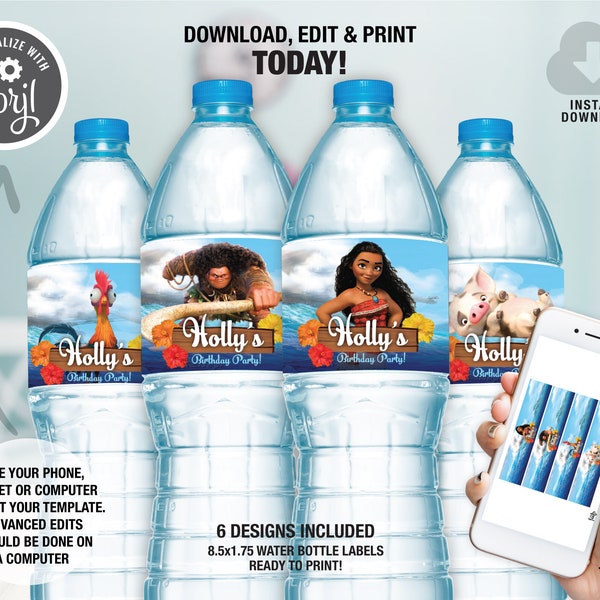 Moana Water Bottle - Etsy