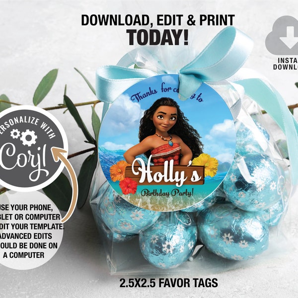 Moana Favor Tag - Etsy
