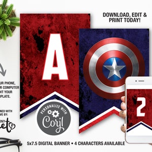 Captain America Birthday Banner, Captain America Party Decoration ...