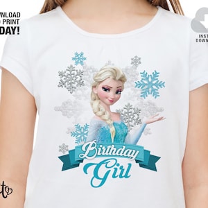 Frozen Iron on Transfer, Elsa Frozen T-shirt Design, Winter Digital Birthday Shirt, Snowflakes Birthday Party Decoration, Instant Download