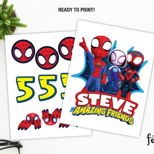Spidey and his Amazing Friends Centrepiece, Superhero Birthday, Boy Birthday Party, Spiderman Party Centerpieces, Instant Download image 3