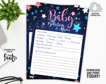 Gender Reveal Twinkle Twinkle Little Star Baby Predictions and Advice, Twinkle Baby Shower Game, Instant download Baby Shower Games