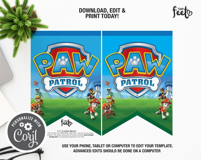 Paw Patrol Birthday Banner Paw Patrol Party Decoration Paw | Etsy