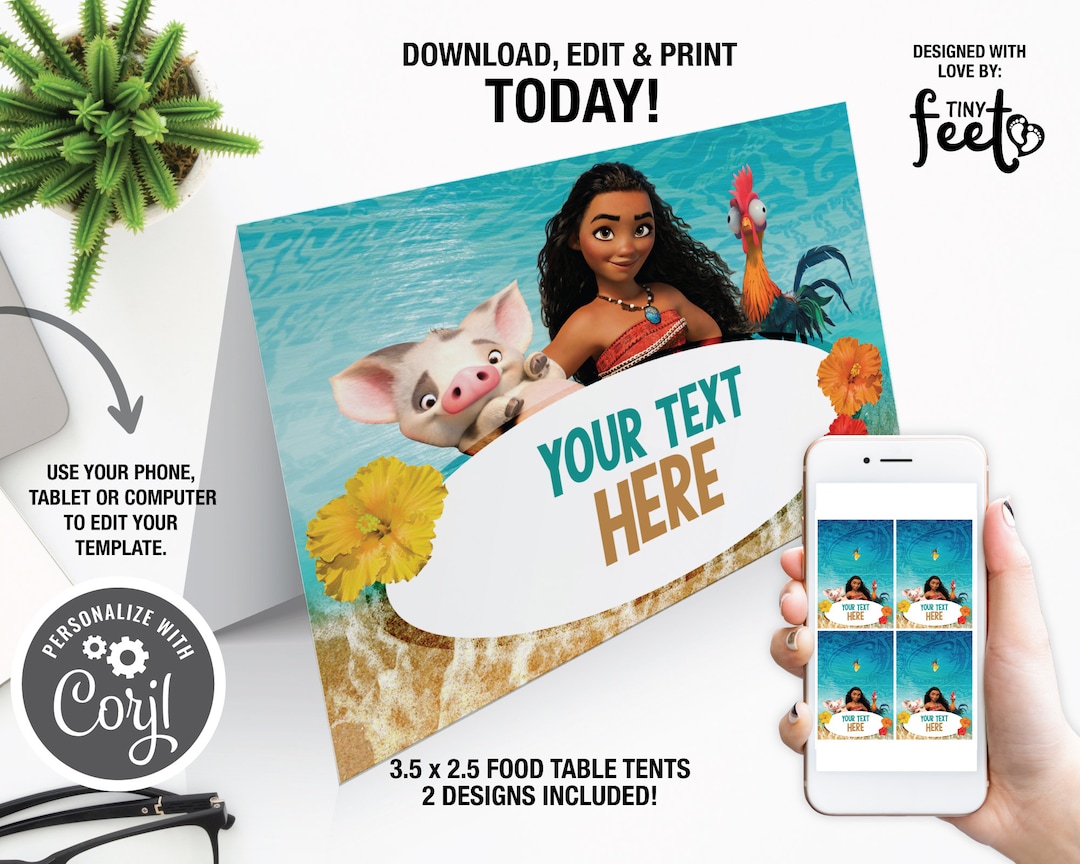 Moana Food Table Tent, Moana Food Labels, Moana Birthday Party Decor