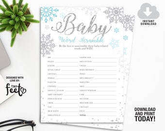 Snowflakes Baby Shower Game Baby word Scramble, Winter Baby Shower Game,  Baby Shower Game, Instant download Boy Baby Shower Games, DIY