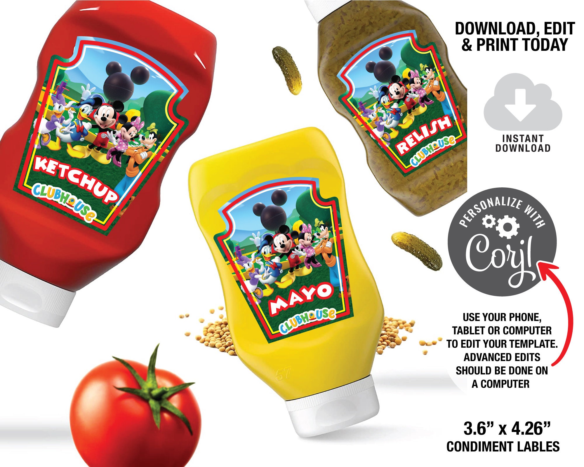 Mickey Mouse Clubhouse Condiment Labels Mickey Mouse - Etsy Australia