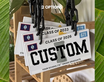 Custom Chamorro Graduation Necklace | Class of 2026 Graduate Gift | Personalized Guam License Plate Lei, Senior Gifts, Part Favor