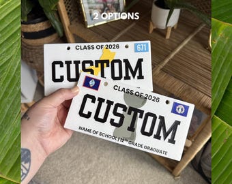 Custom Chamorro Graduation Necklace | Class of 2026 Graduate Gift | Personalized Guam License Plate Lei, Senior Gifts, Part Favor