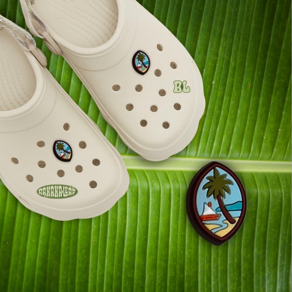 Guam Seal Shoe Charm, Guam, CNMI, Islander Accessories, Cute Shoe Accessories, Tropical Accessories, Original Banana Leaf Shoe Charms