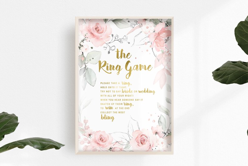 Instant Download Bridal Shower Game Sign Bridal Shower Sign Template Bridal Ring Game Ring Game Sign The Ring Game bridal ring hunt TS009