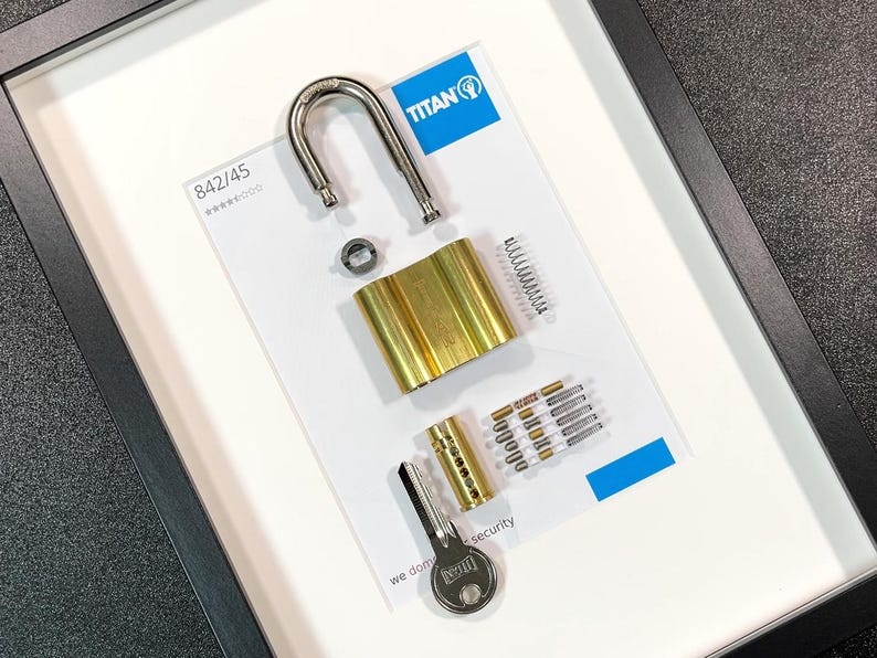 Lock Wall Art - Framed Exploded Titan Padlock Kit - Etsy
