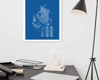 Lock Blueprint Framed photo poster ASSA Twin 6000