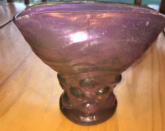 Art Deco vase in frosted glass in purple color/Art Deco vase in frosted mauve glass