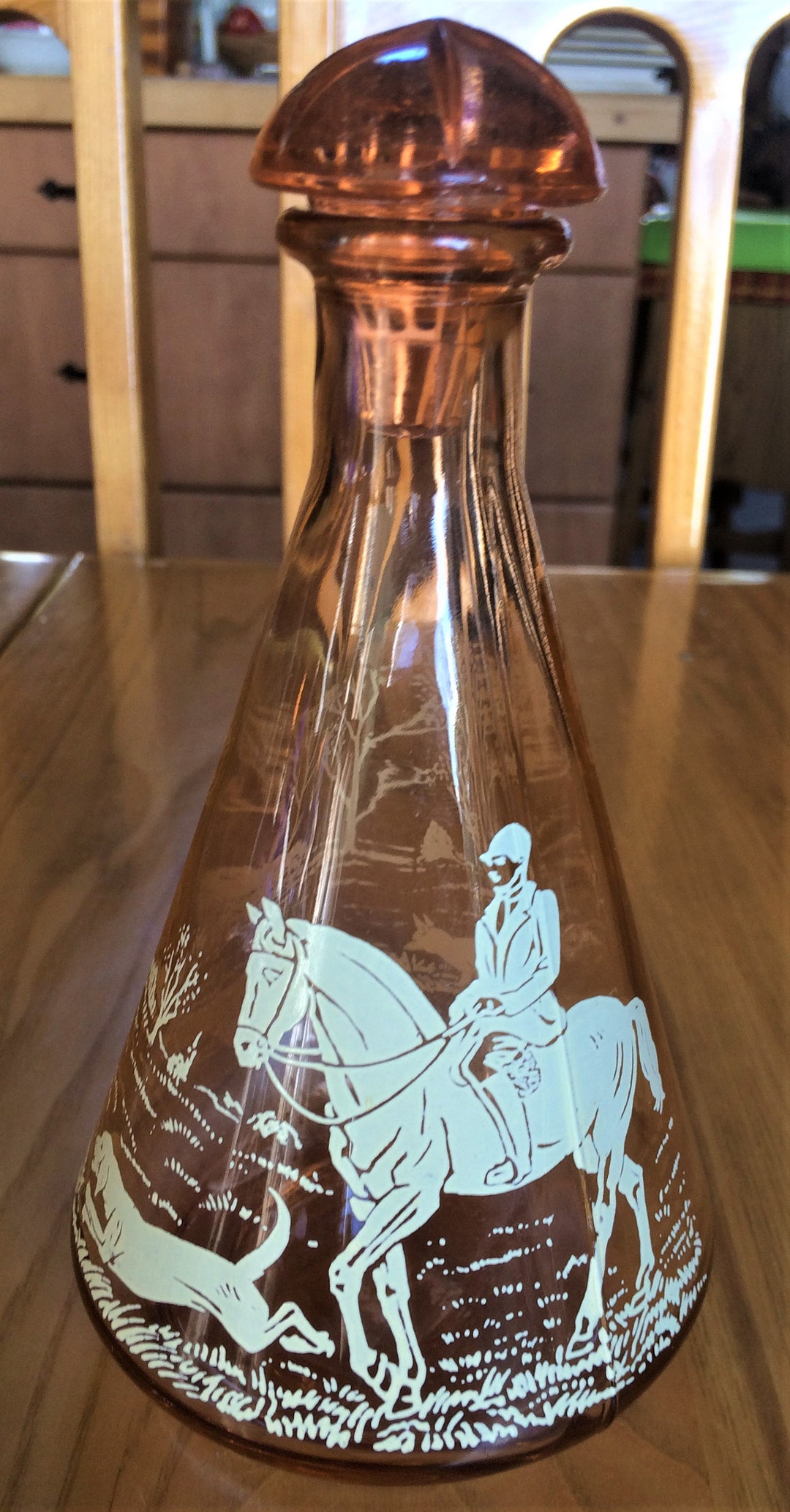 Vintage Pink Depression Glass Decanter With Cap Etsy