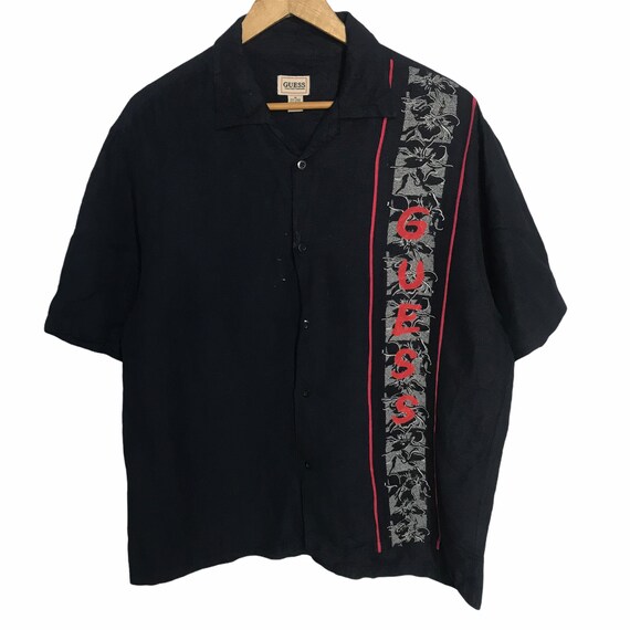 Guess big spell rayon linen button up shirt